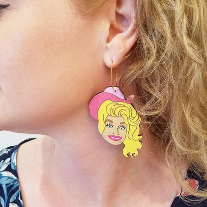 Girl wearing Cowgirl Dolly Earrings