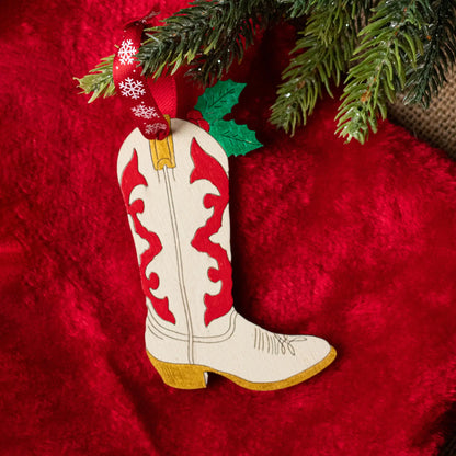 Holly Cowboy Boot Ornament