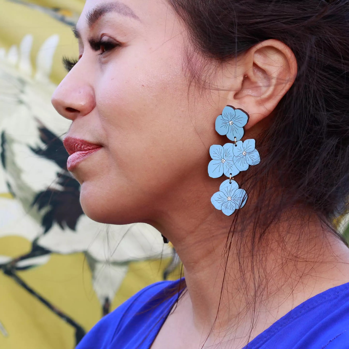 Powder Blue Hydrangea Statement Earrings