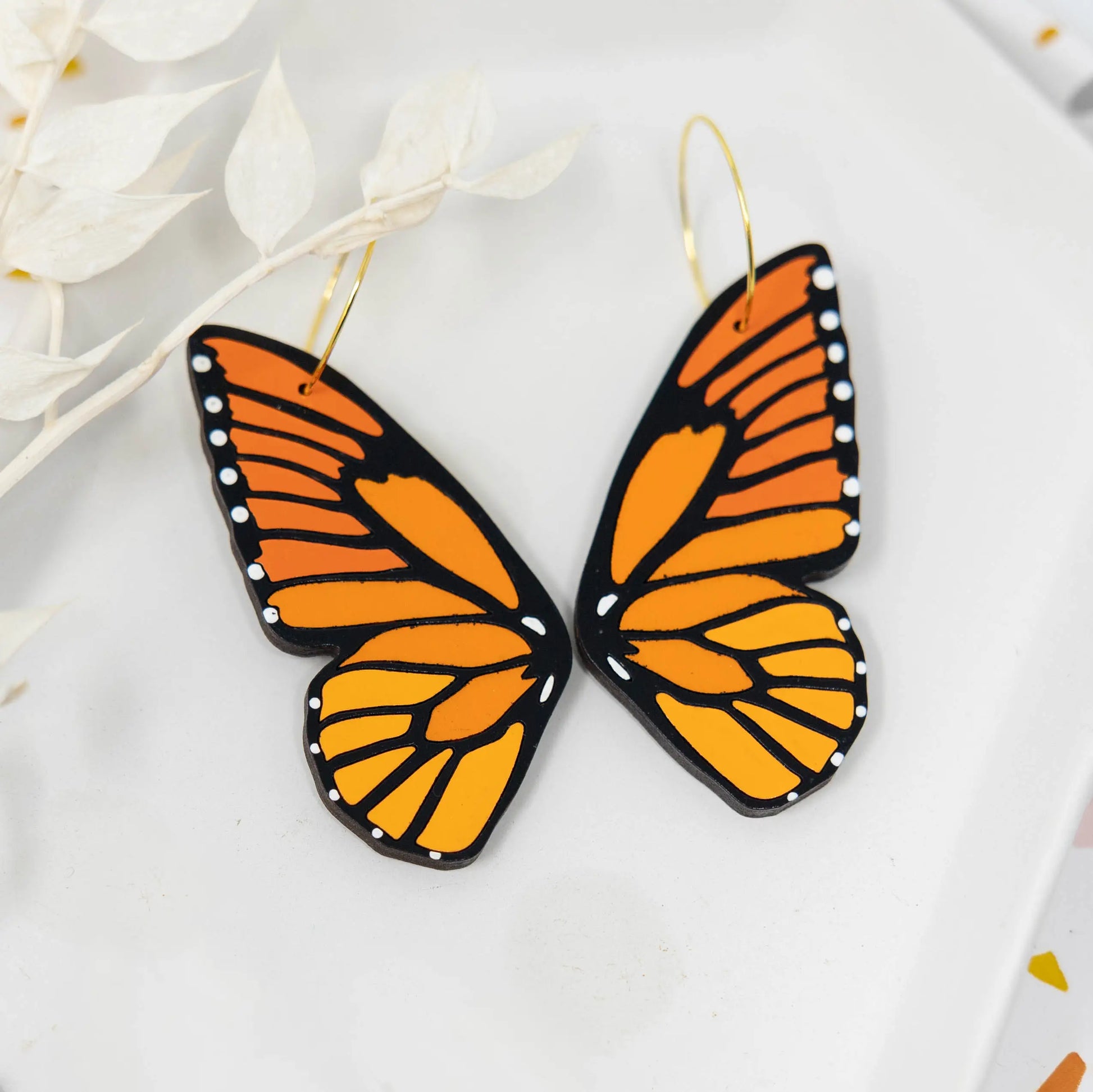 Monarch Butterfly Hoop Earring
