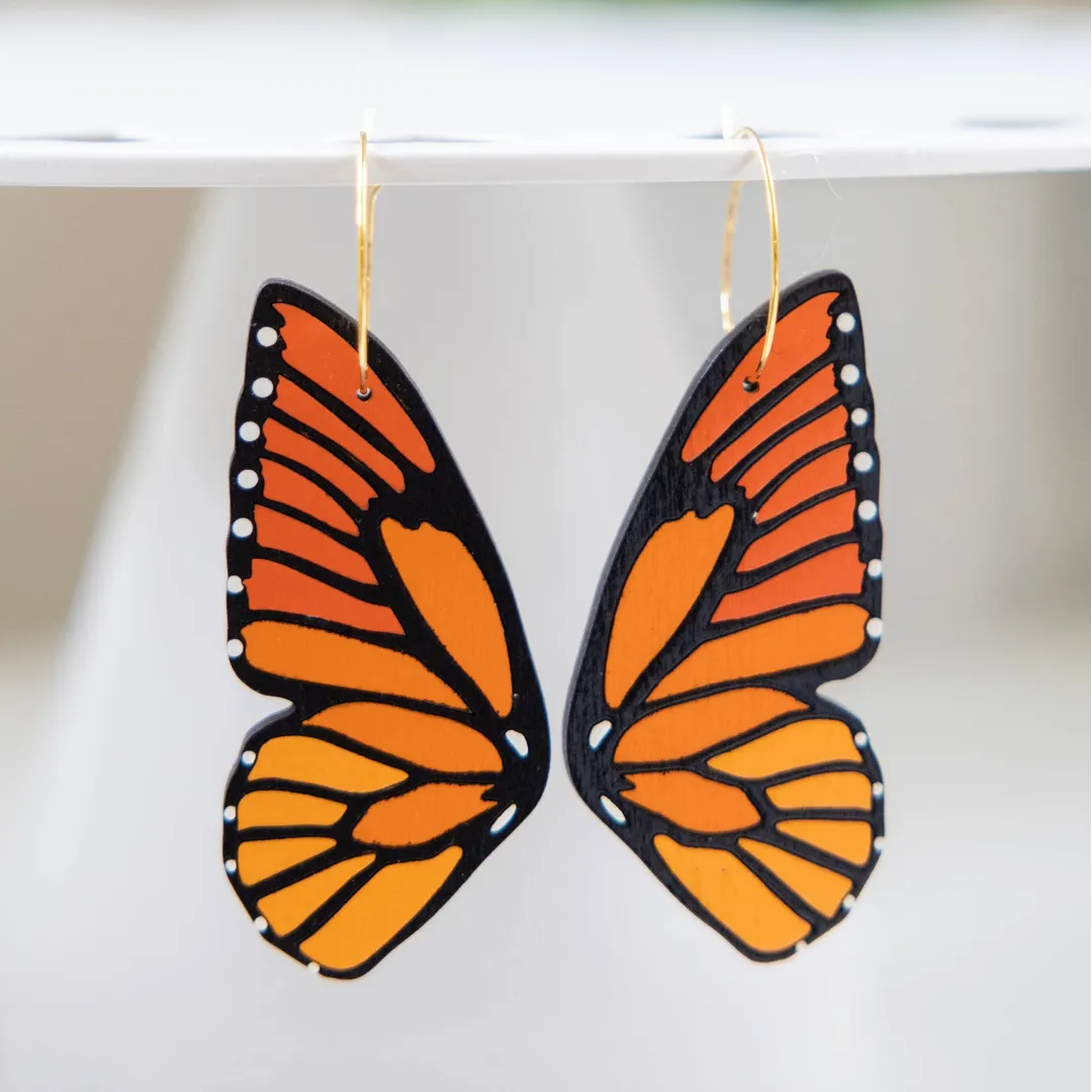 Monarch Butterfly Hoop Earring