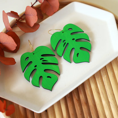 Monstera Statement Hoops - 5 Colors Available