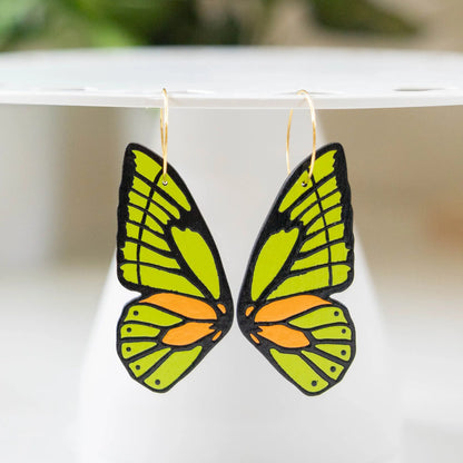 Neon Butterfly Wing Hoops