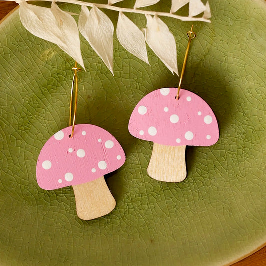 Pink Mushroom Hoops