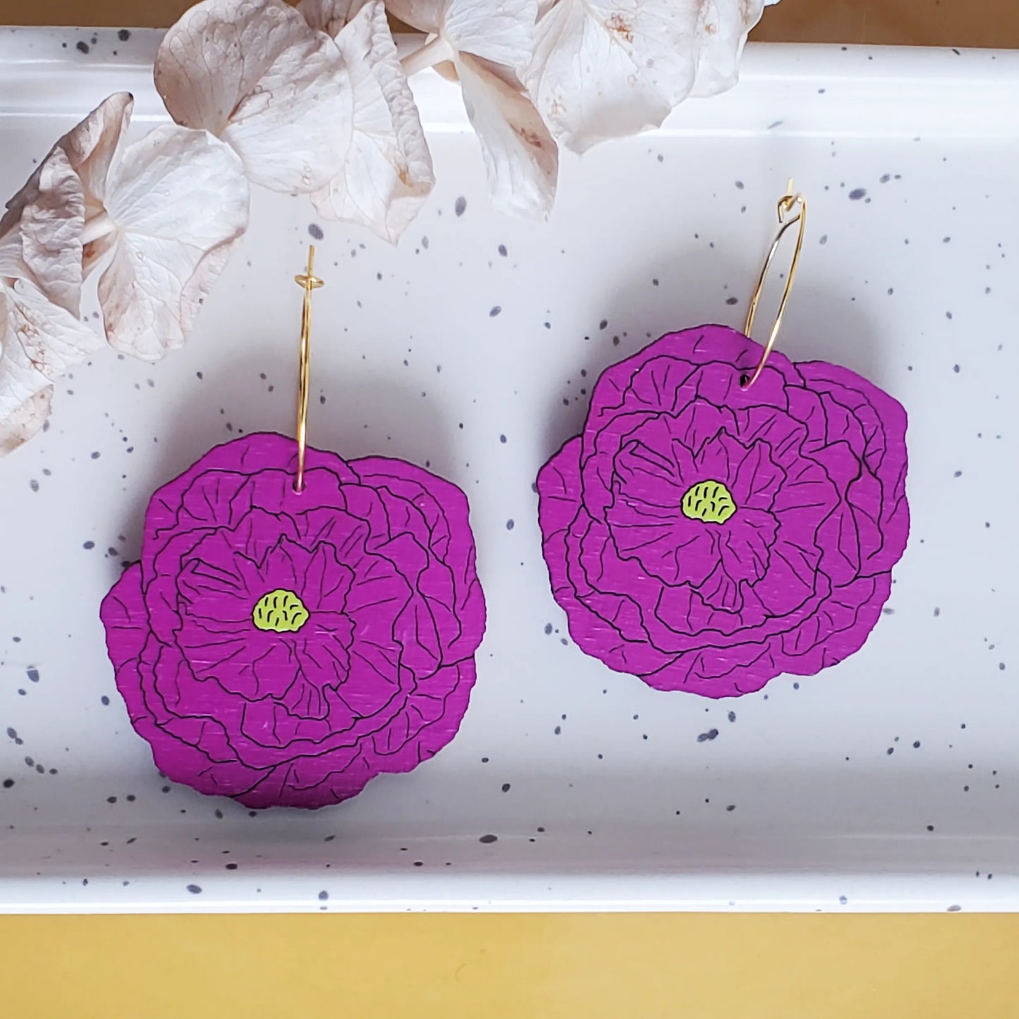 Purple Paper Flower Hoops