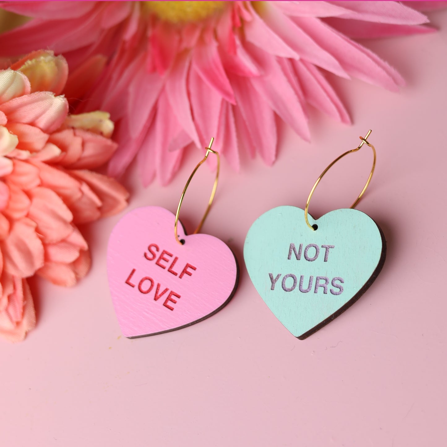 Self Love Conversation Heart Hoops