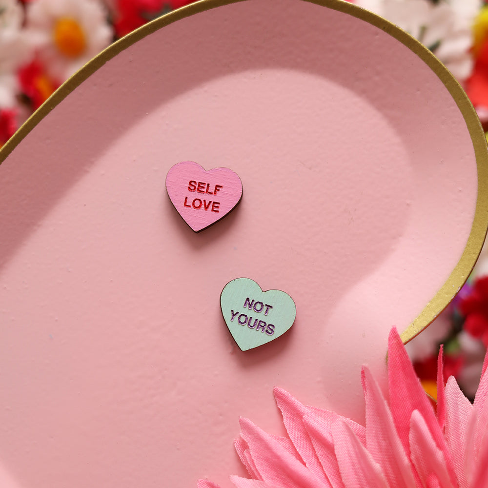 Self Love Candy Heart Studs