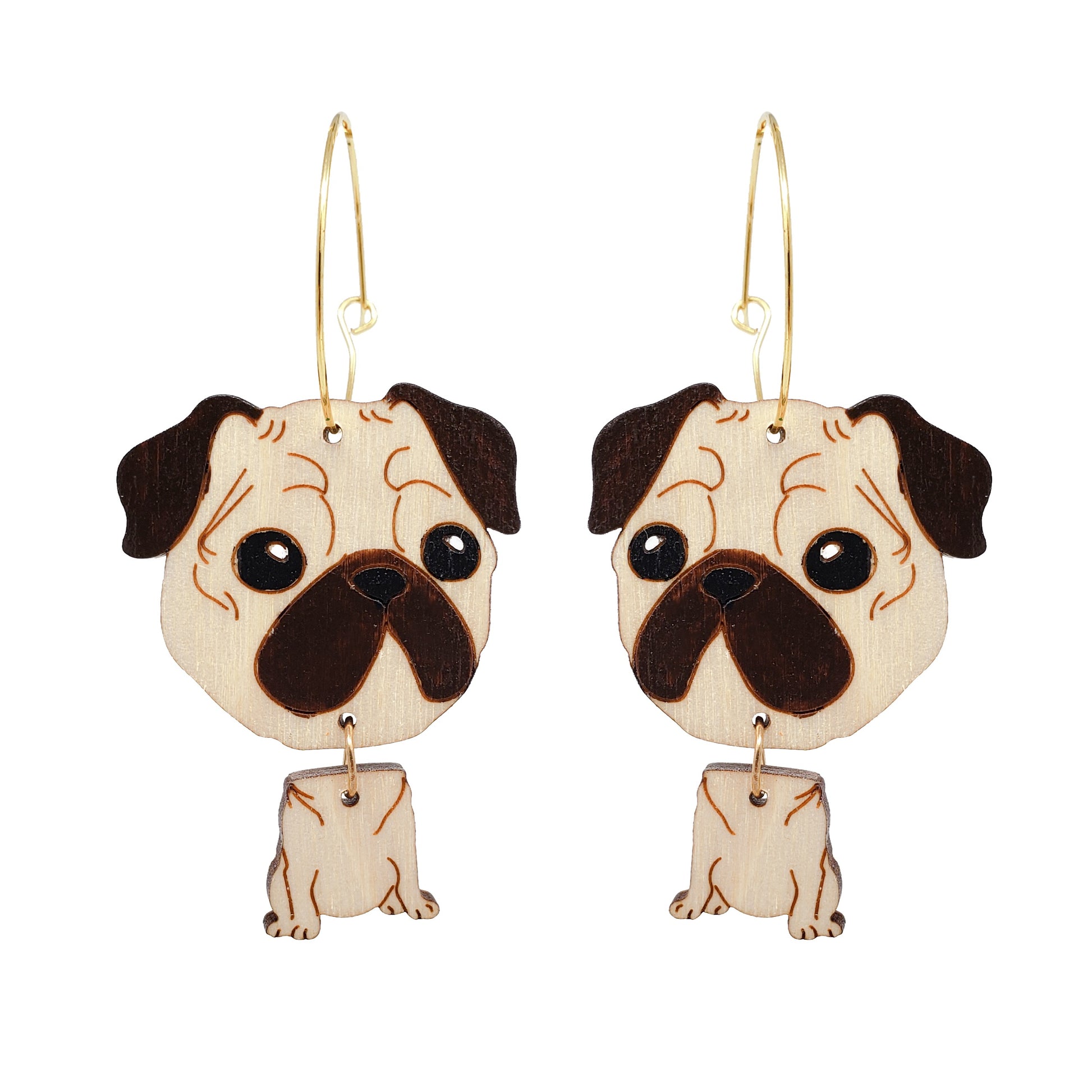 Pug Dog Hoops Earrings