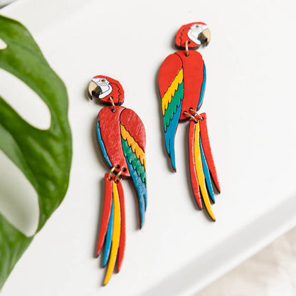 Red Macaw Stud Dangles