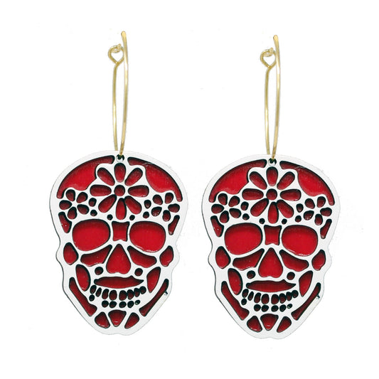 Sugar Skull Hoop Earrings